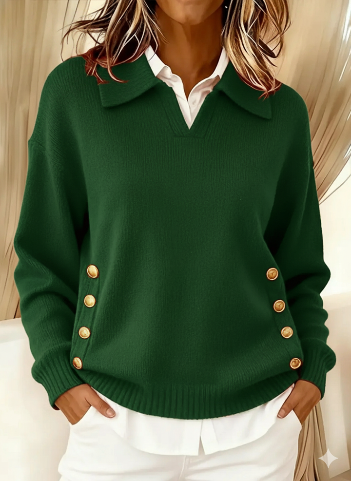 Rosie™ | Comfortable Metal Buckle Pullover Knit Sweater