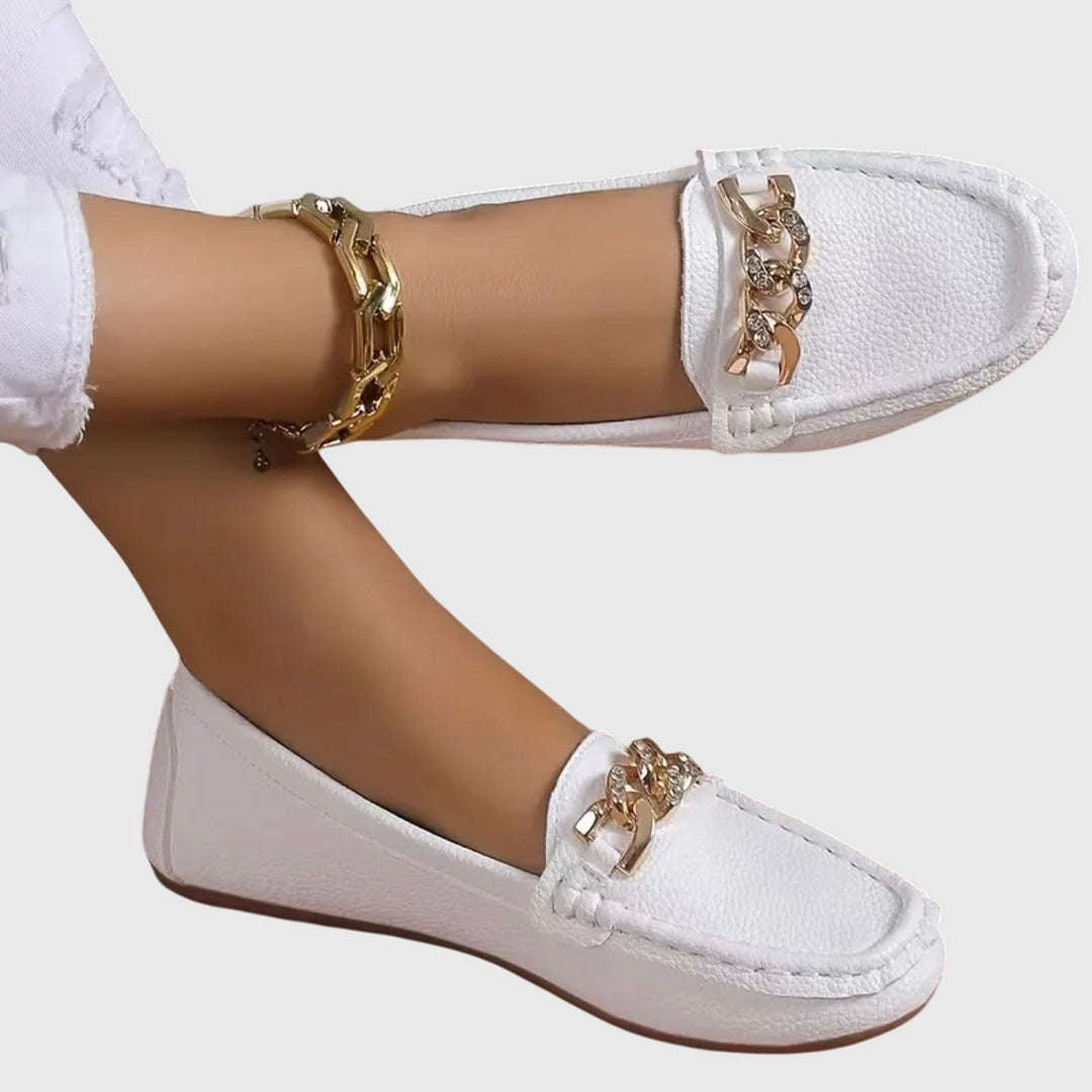 Eden - Sleek Diamond Buckle Loafers