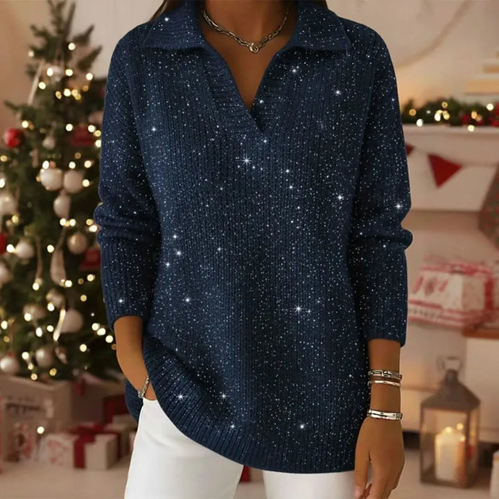 Ella™ - Starry Sky Collared Long Sleeved Sweater