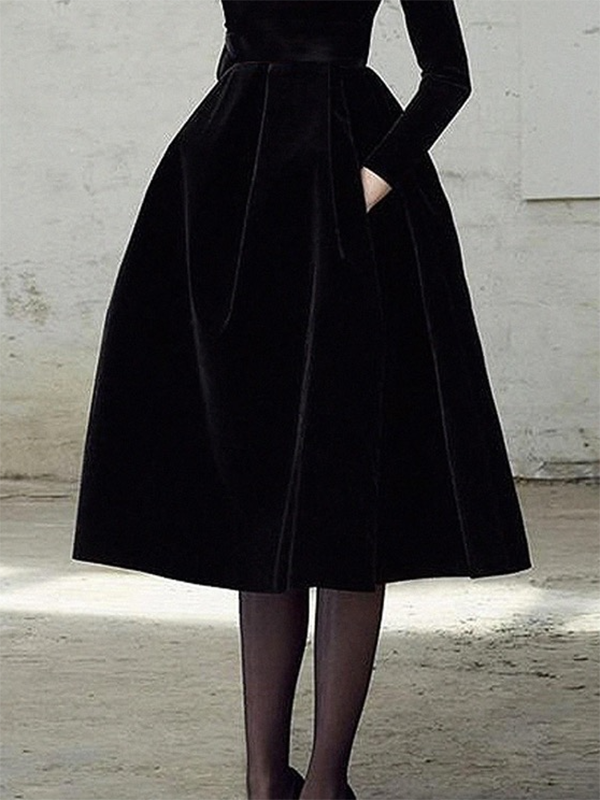 High Neck Midi Dress with Long Sleeves and Slim Fit in Solid Colors