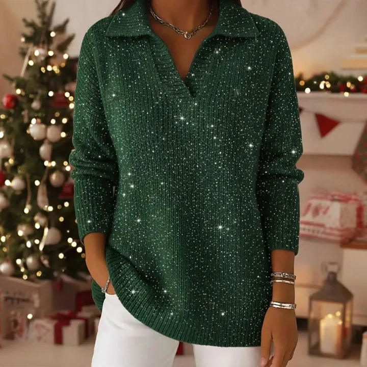 Ella™ - Starry Sky Collared Long Sleeved Sweater