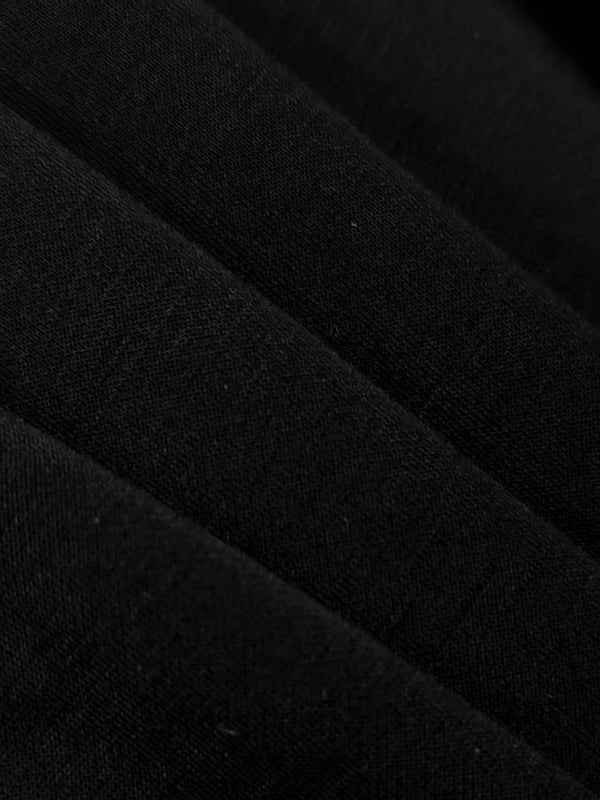 Loose Puff Sleeves Buttoned Split-side Mock Neck Maxi Dresses