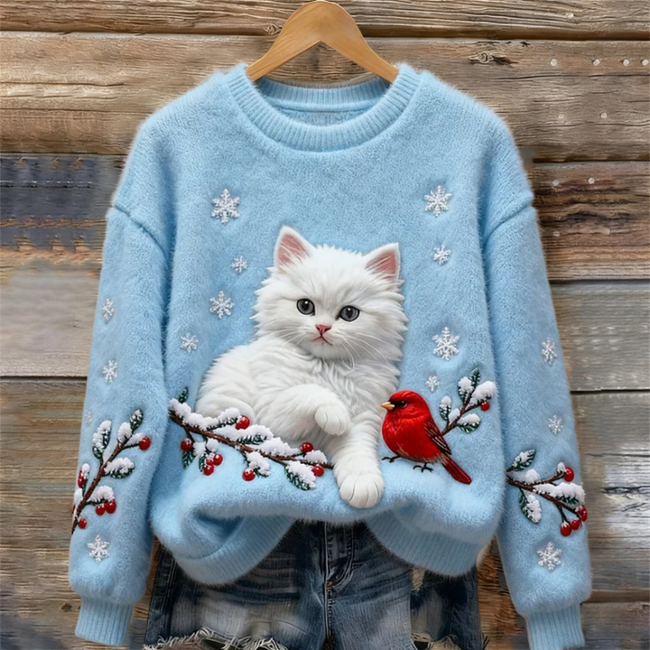 Tessa™ | Cosy Sweater With Snowy Cat Mint