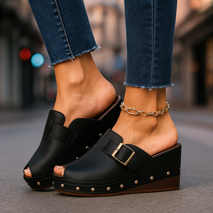 Serelina Slide Sandals with Buckle