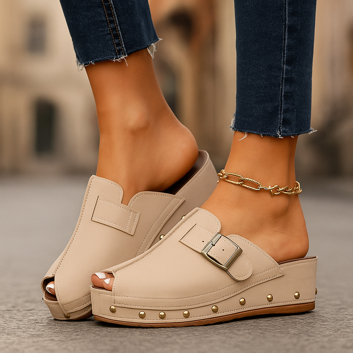 Serelina Slide Sandals with Buckle