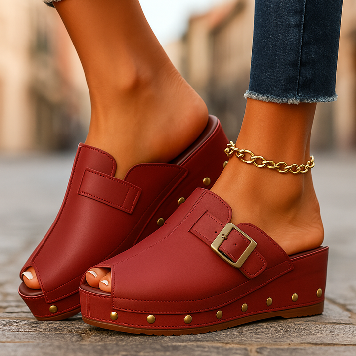 Serelina Slide Sandals with Buckle