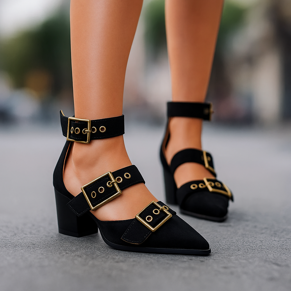 Arden Buckled Block Heels