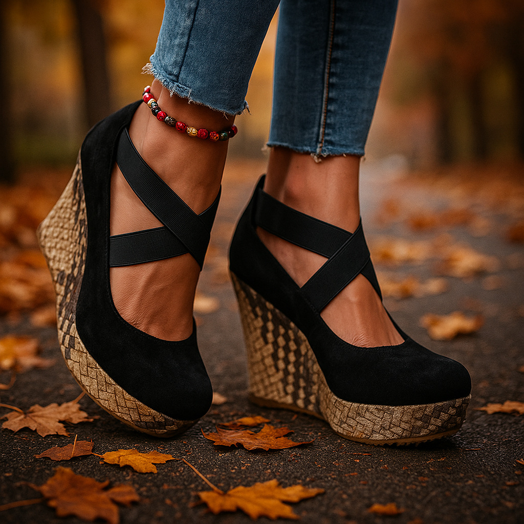 Serova Cross Wedge Sandals