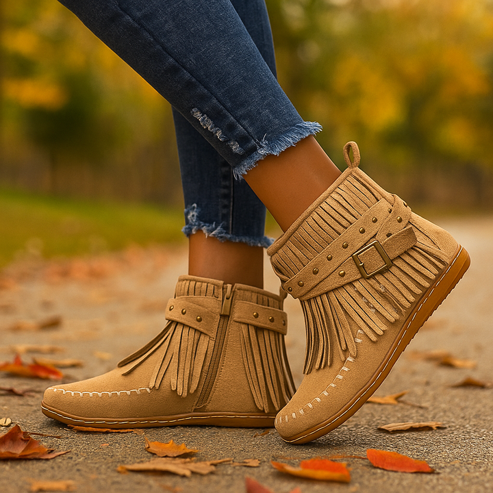 Fringed Ravina Ankle Boots