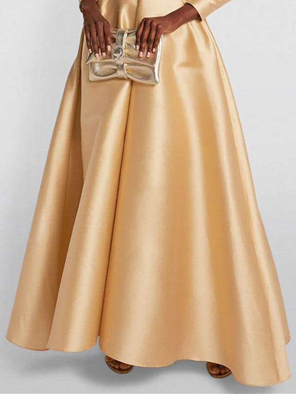 Solid Color V-Neck Maxi Dress with High Waisted A-Line Pleats