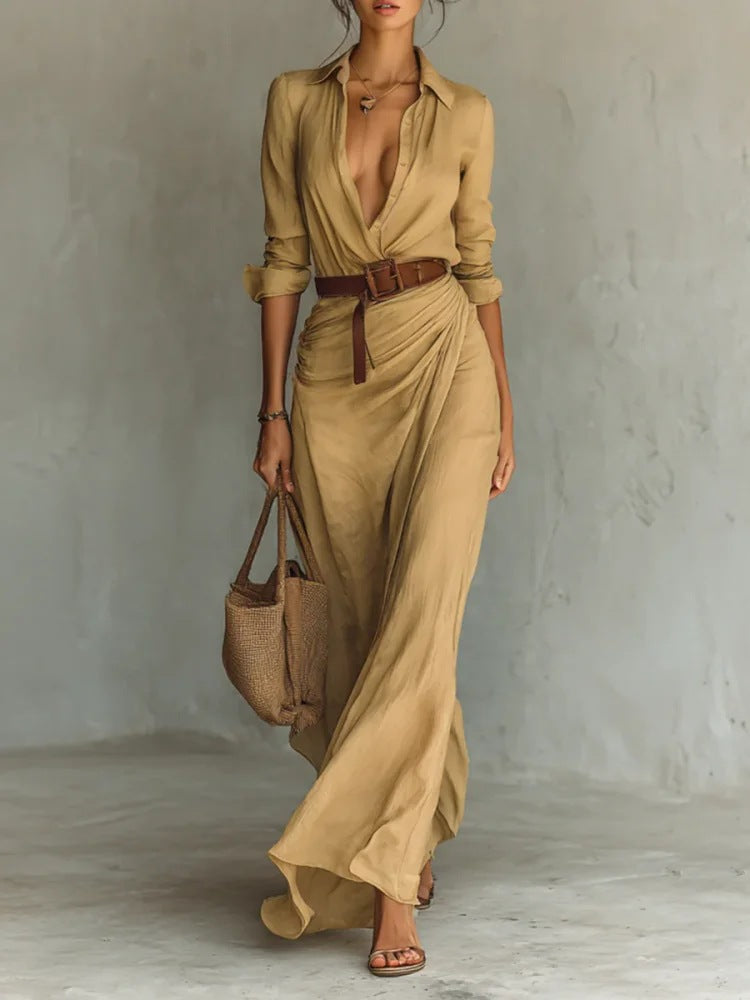 Una | Lapel-Wrap Maxi Dress 