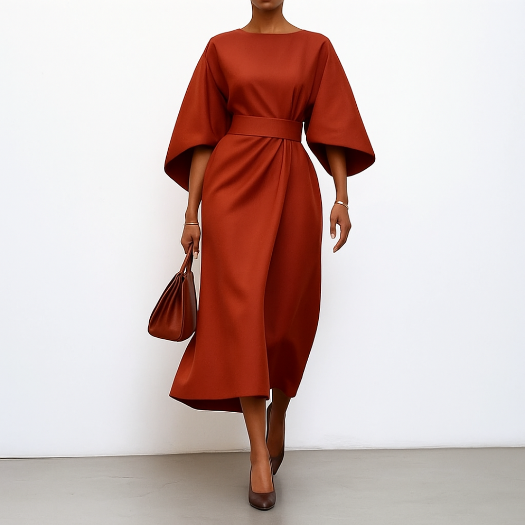 Eldra | Satin Feel Batwing Sleeve Maxi Dress 