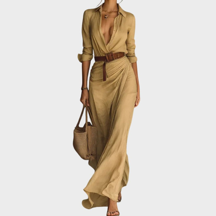 Una | Lapel-Wrap Maxi Dress 