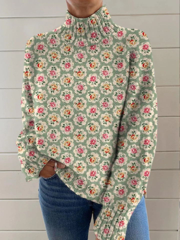 Valerie | Turtleneck Sweater with Floral Print