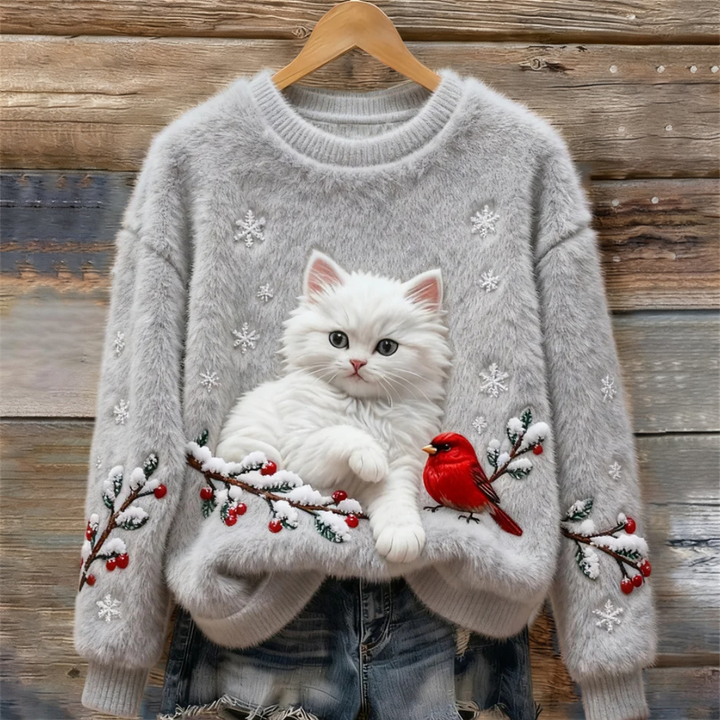 Tessa™ | Cosy Sweater With Snowy Cat Mint