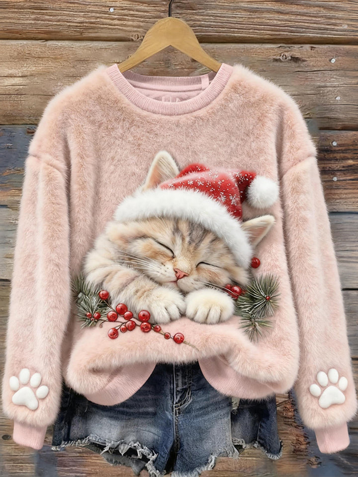 Rosie™ | Christmas Cute Cat Art Plush Pattern Sweater