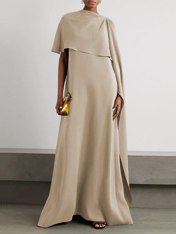 Flowy Asymmetric Solid Maxi Dresses