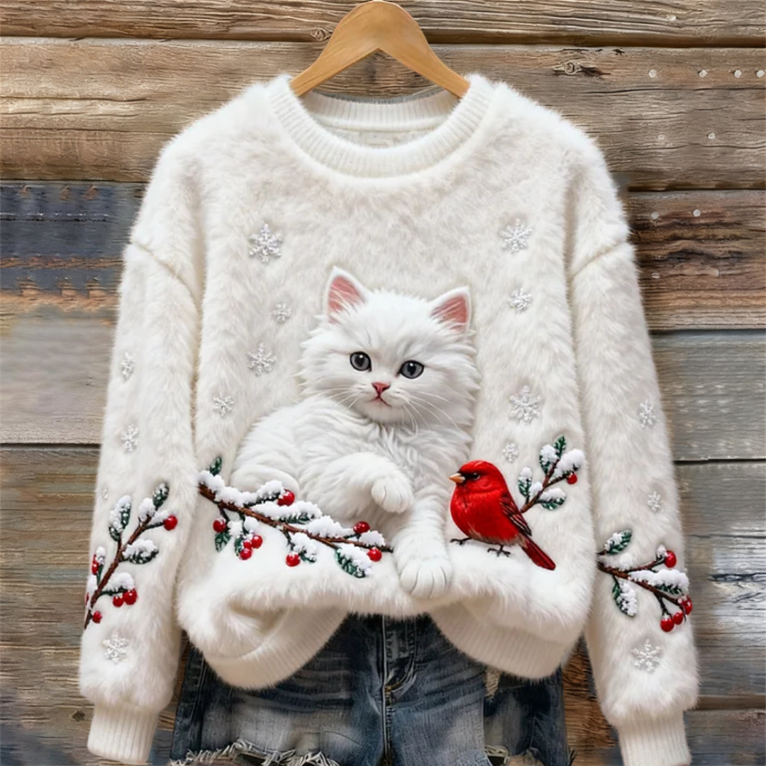 Tessa™ | Cosy Sweater With Snowy Cat Mint