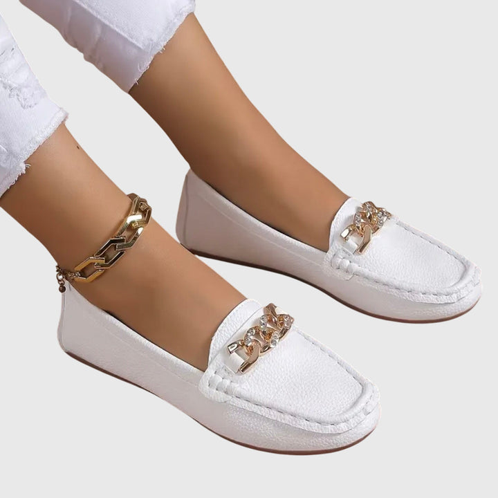 Eden - Sleek Diamond Buckle Loafers