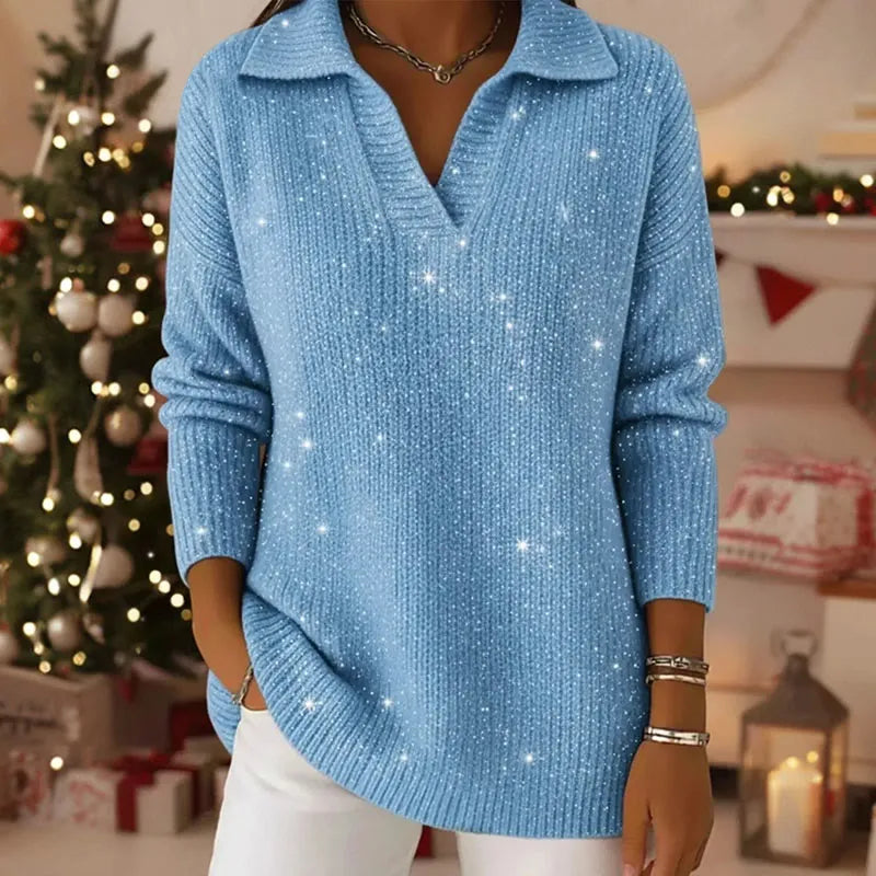 Ella™ - Starry Sky Collared Long Sleeved Sweater