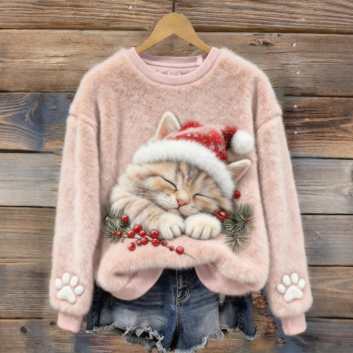 Rosie™ | Christmas Cute Cat Art Plush Pattern Sweater