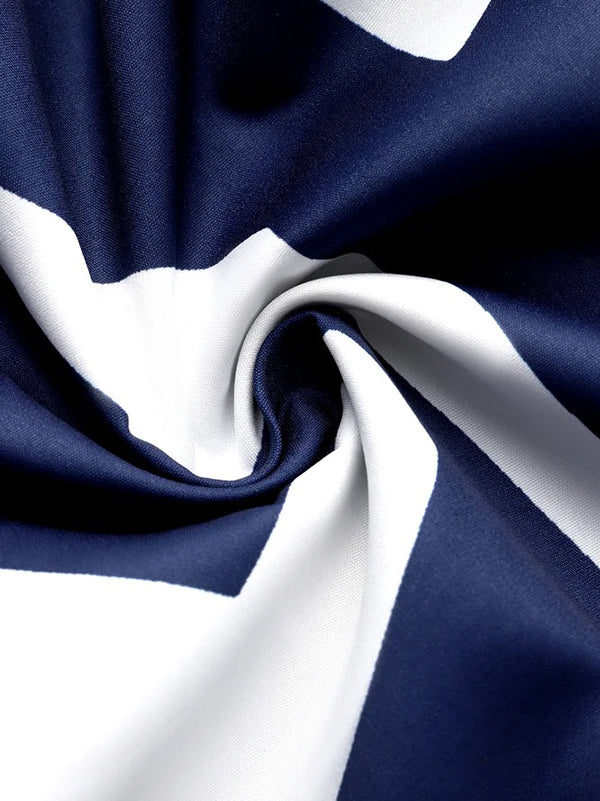 Printed Maxi Dress with Short Sleeves and Lapel Collar