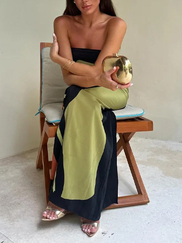 Loose Plus Size Printed Split-Joint Tube Maxi Dresses