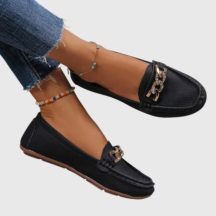 Eden - Sleek Diamond Buckle Loafers
