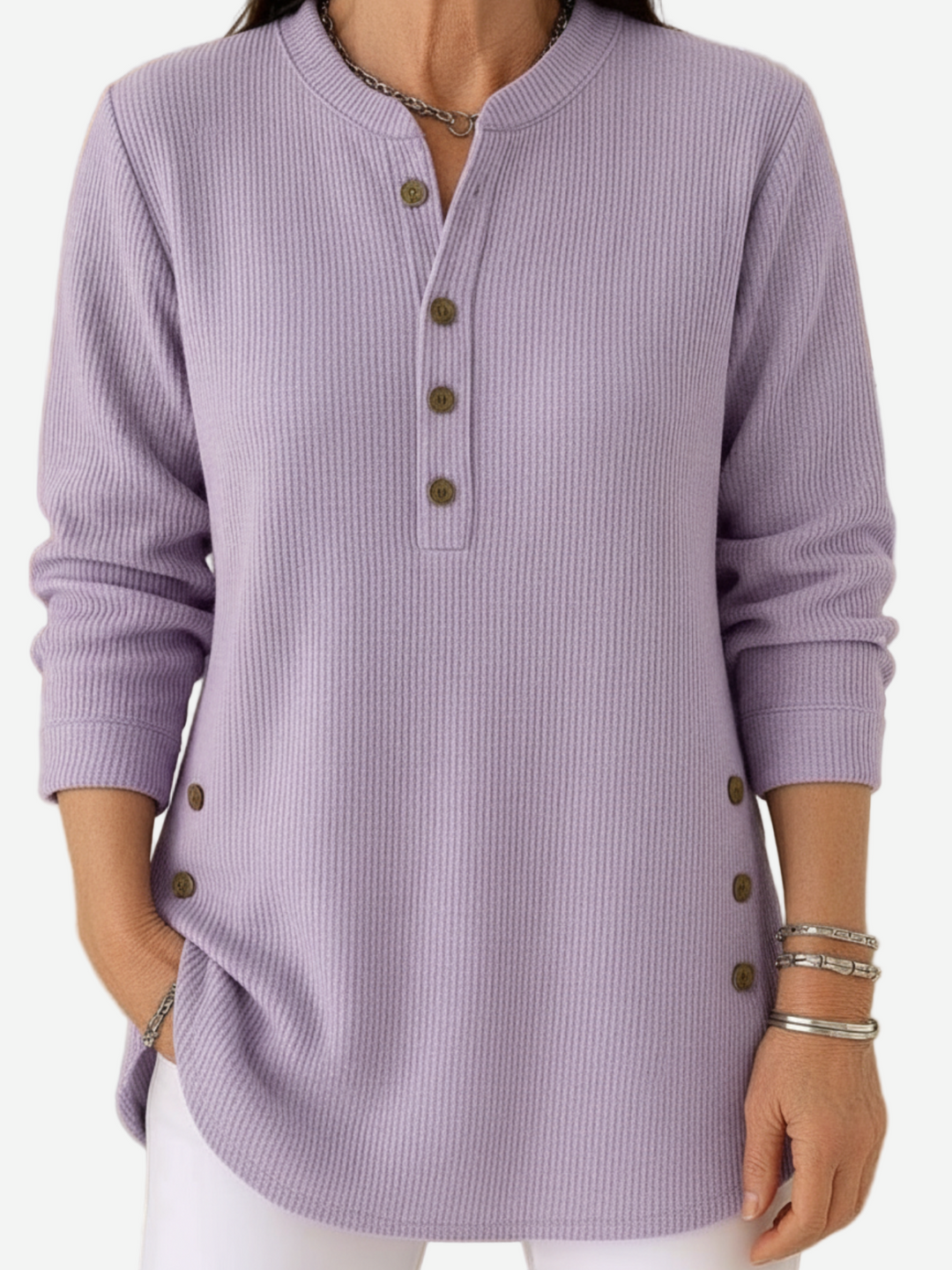 Hannah – Long Sleeve Solid Knit Sweater