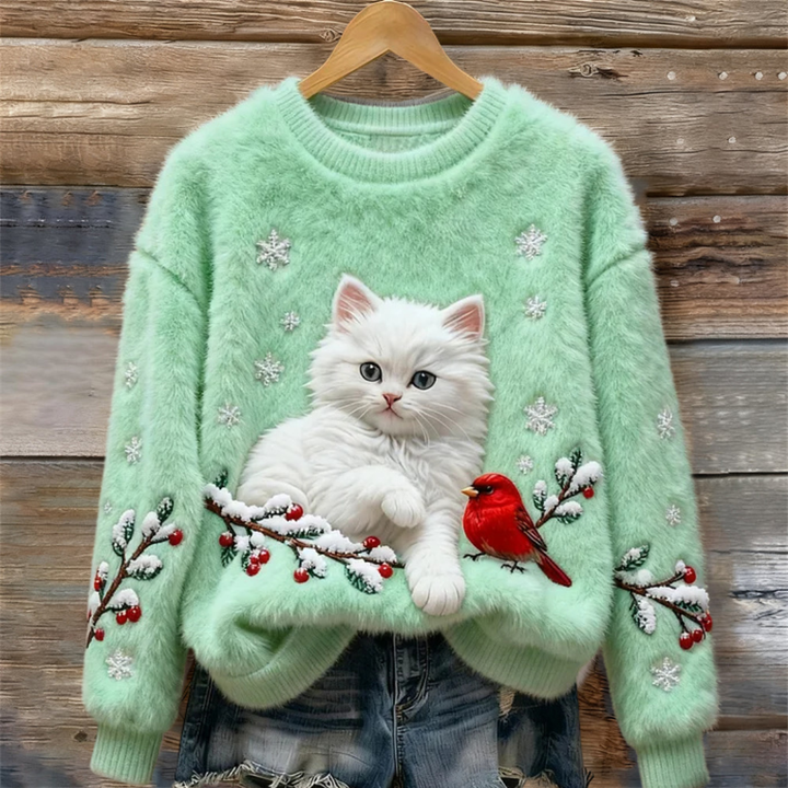 Tessa™ | Cosy Sweater With Snowy Cat Mint