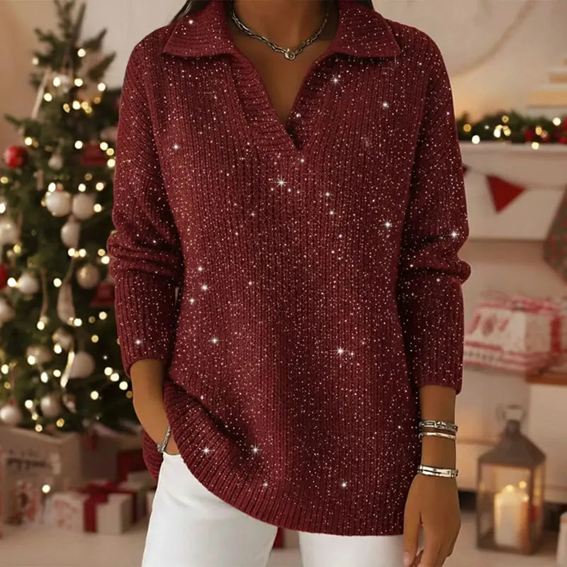 Ella™ - Starry Sky Collared Long Sleeved Sweater