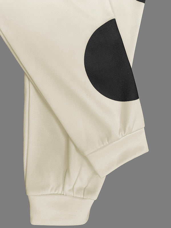 Long Sleeves Loose Pockets Polka-Dot Mock Neck Midi Dresses