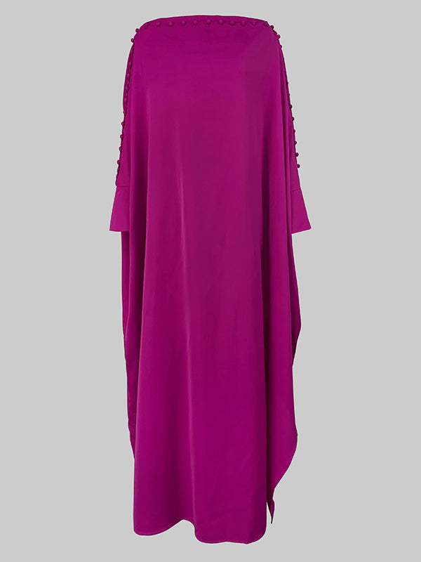 H-Line Relaxed Fit Solid Color Maxi Dress with Buttons