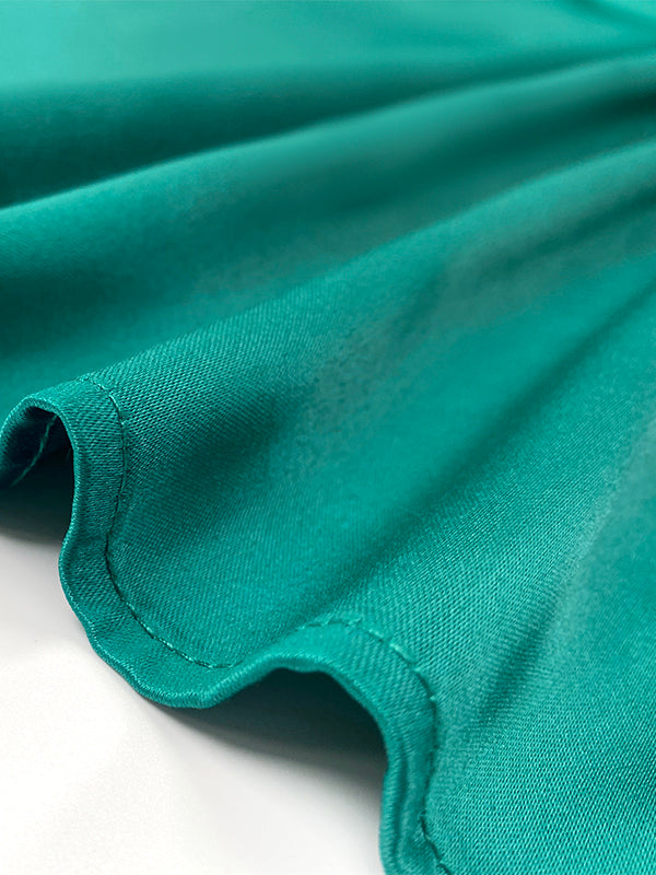 Flowy Solid Color Maxi Dress with Short Loose Sleeves and Pleated Design