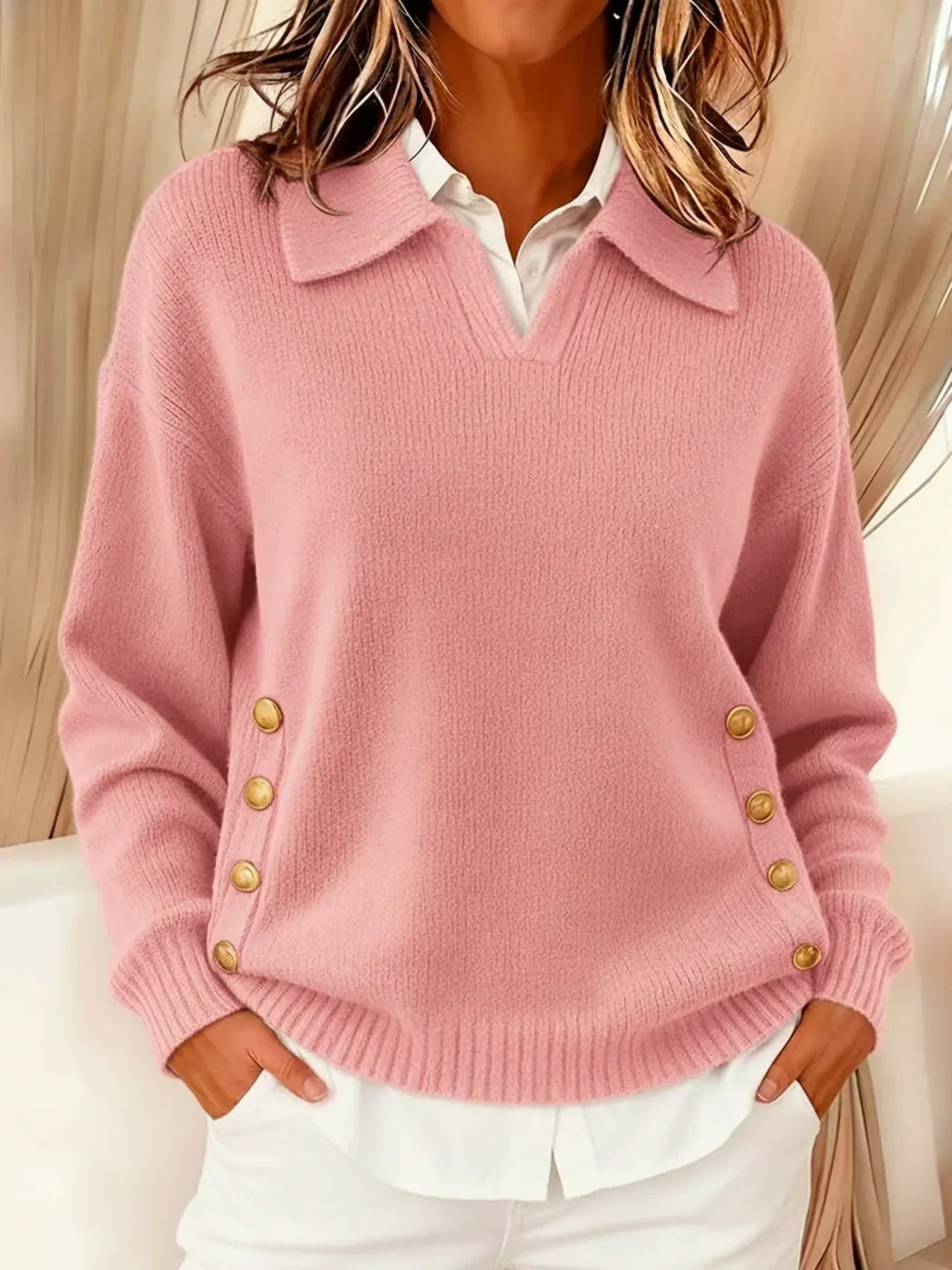 Rosie™ | Comfortable Metal Buckle Pullover Knit Sweater