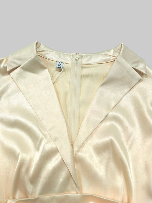 Solid Color V-Neck Maxi Dress with High Waisted A-Line Pleats