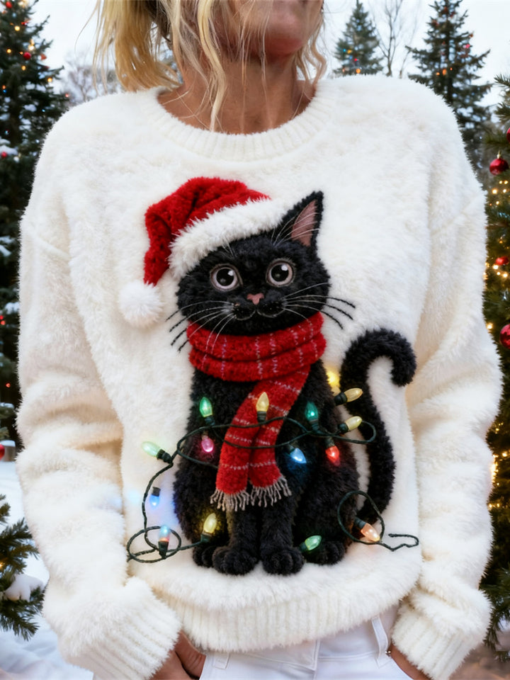 Ava™ | Christmas Lights Cat Soft Plush Sweater