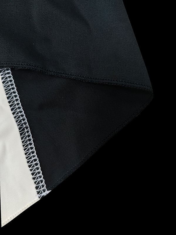 V-Neck Evening Maxi Dress with Long Sleeves and Contrast Color Design