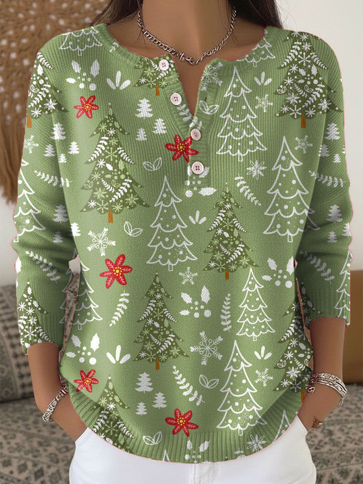 Ella™ – Festive Button-Detail Christmas Sweater