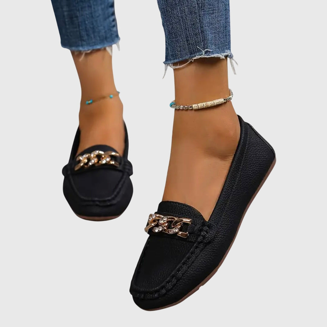 Eden - Sleek Diamond Buckle Loafers