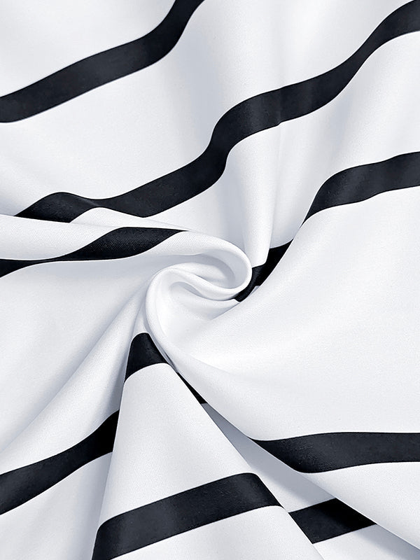 Half Sleeves Loose Buttoned Striped Lapel Midi Dresses Shirt Dress