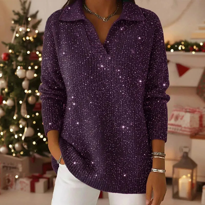 Ella™ - Starry Sky Collared Long Sleeved Sweater