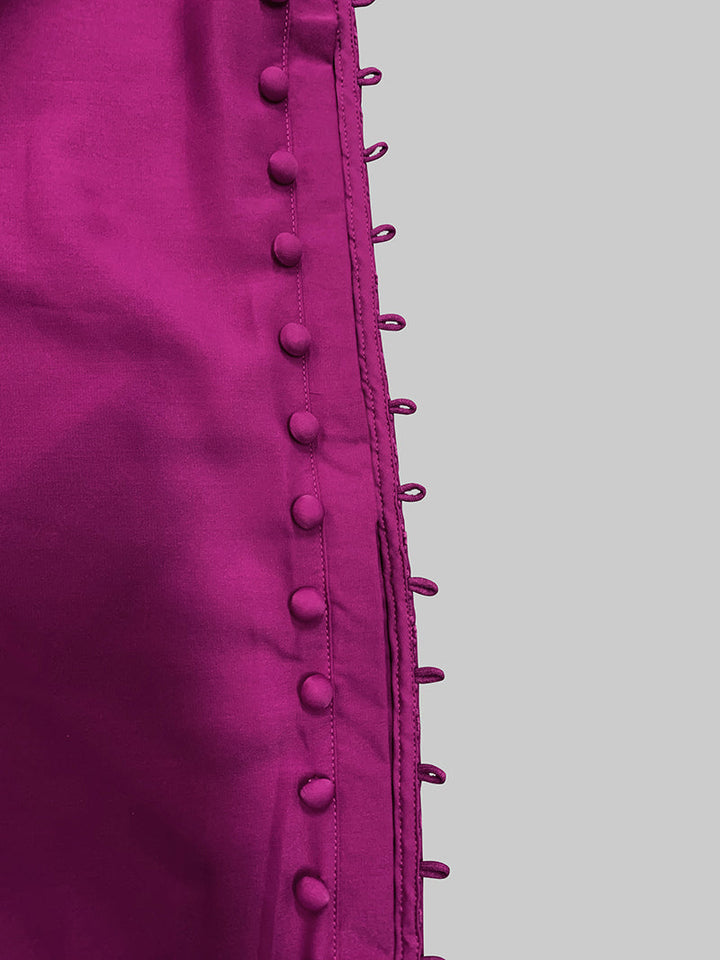 H-Line Relaxed Fit Solid Color Maxi Dress with Buttons