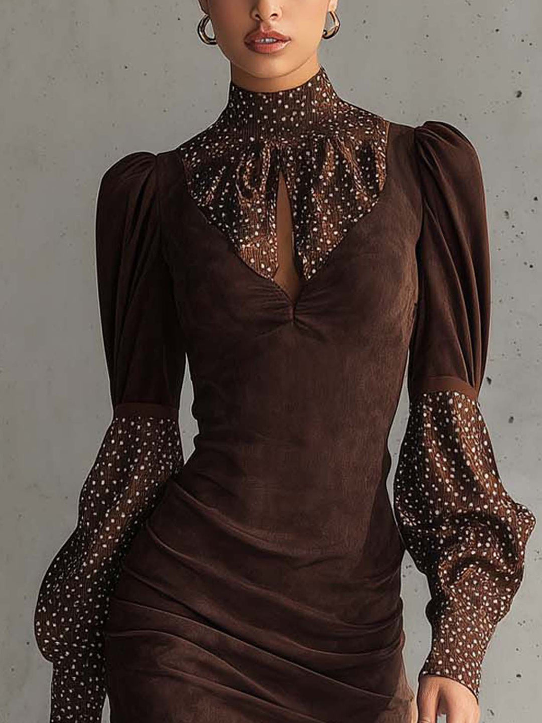 Cora | Satin Dot Faux Suede Bodycon Dress