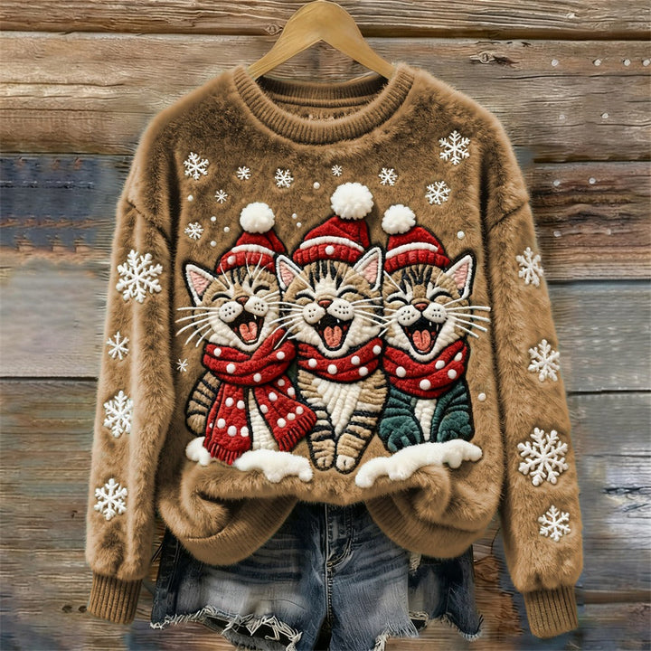 Tessa™ | Cosy Sweater With Three Happy Cats