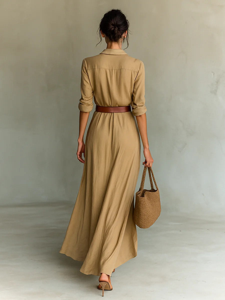 Una | Lapel-Wrap Maxi Dress 