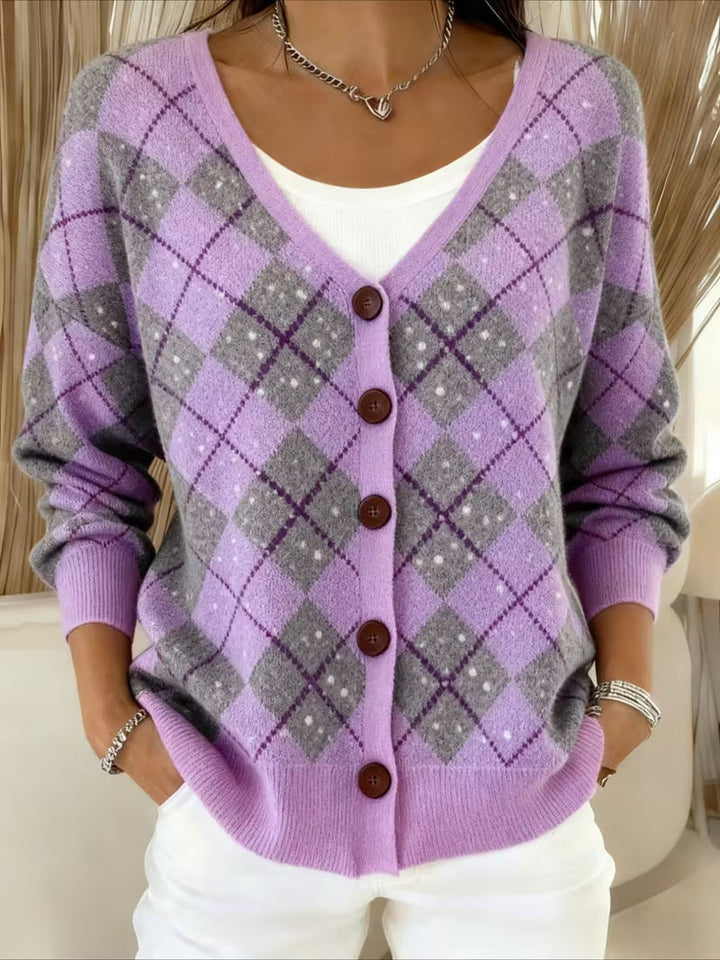 Tamara™ | Shimmering Argyle Cardigan