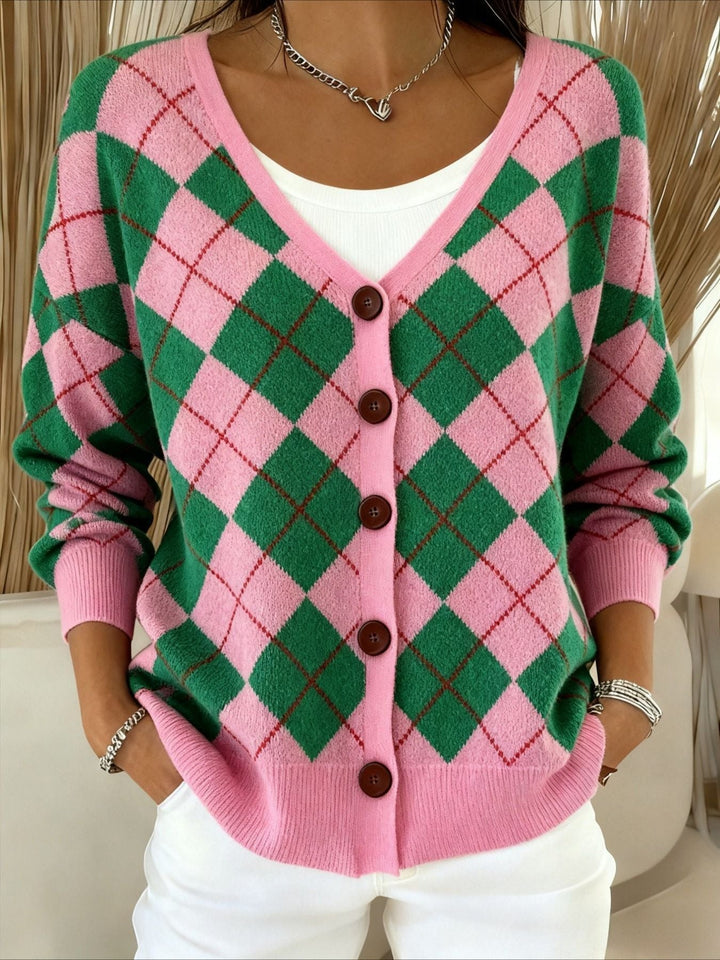 Tamara™ | Shimmering Argyle Cardigan