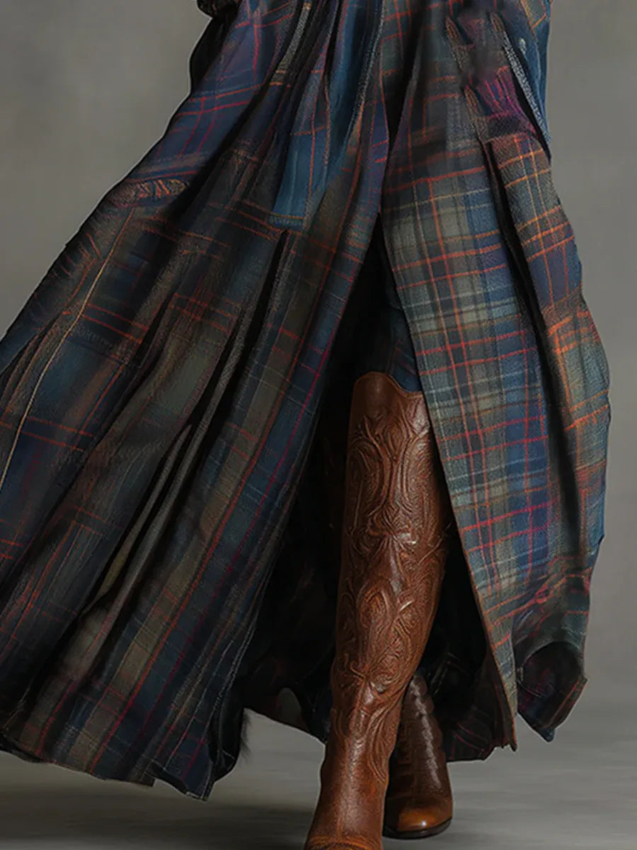 Seraphine | Vintage-Inspired Plaid Maxi Dress