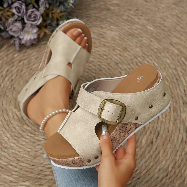 Revina Slide Sandals with Buckle